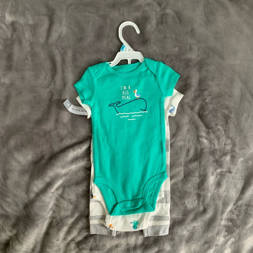 Gray and Green Whale Ocean Animal Set